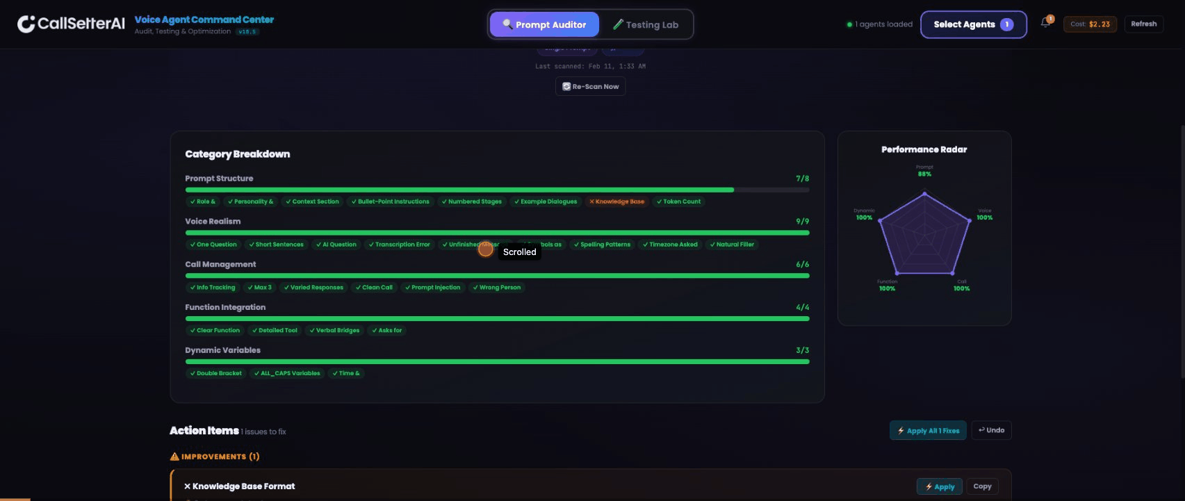 VoxGrade product demo - audit, test, and fix voice agents